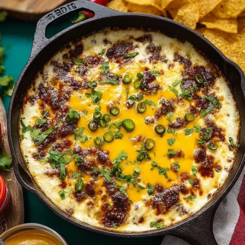 Top-down view of crumbled Mexican chorizo cooking in a cast iron skillet with a wooden spoon, showing the rendered fat and browned texture.