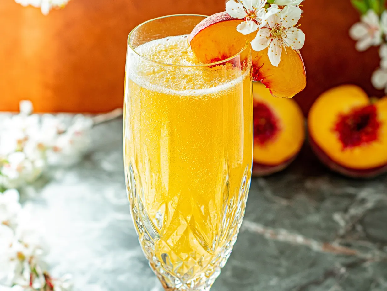Fresh and Easy Peach Bellini Mocktail Recipe