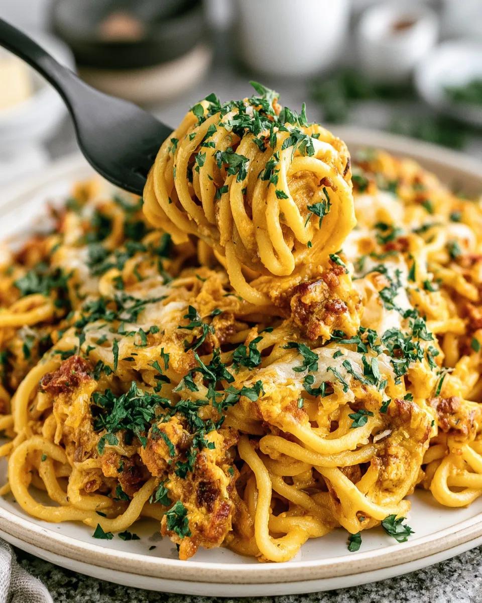 Slow Cooker Baked Spaghetti (Million Dollar Spaghetti)