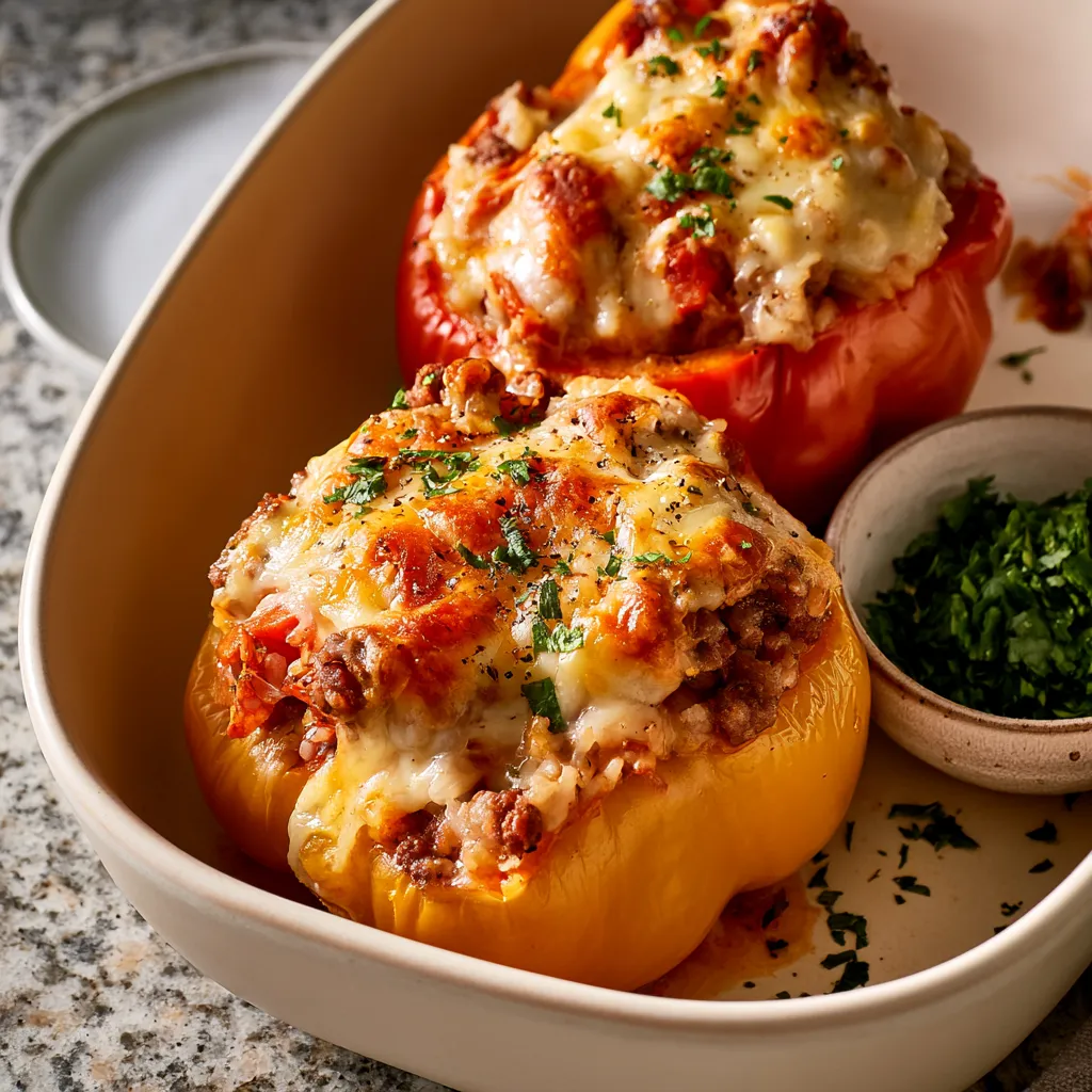 stuffed peppers recipe stuffed peppers recipe: with ground beef, cheese, and herbs, baked until golden with a crispy topping.
